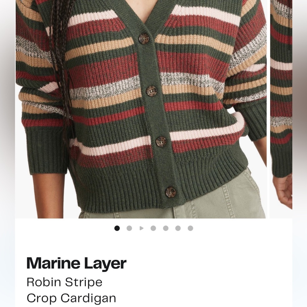 Striped Green Cardigan Sweater from Marine Layer NEVER WORN/LIKE NEW!